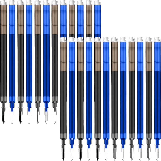 0.7 mm Erasable Gel Ink Pen Refills Compatible with Frixion Friction, Smooth Writing Multicolor Retractable Fine Point Pen Refill for School Office Home Art (Blue & Black, 24)