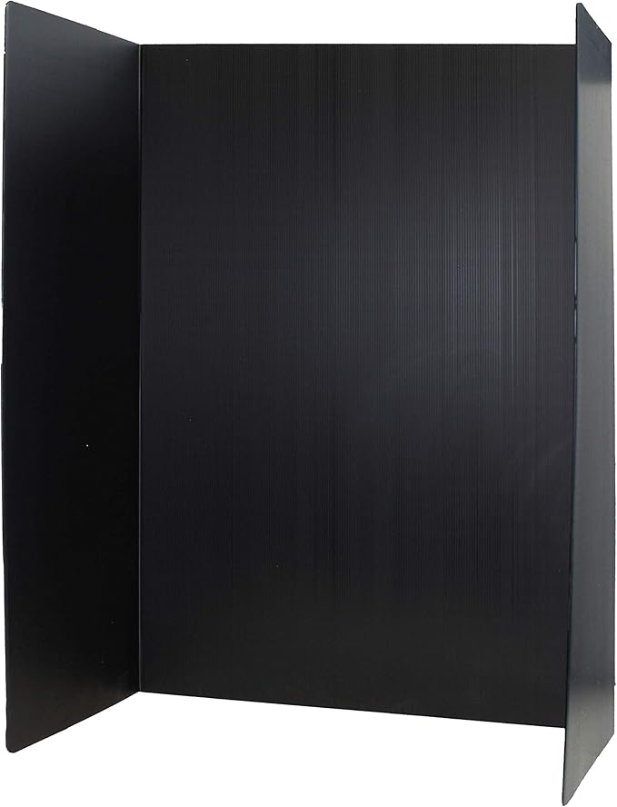 Flipside Products 36” x 48” Reusable Plastic Project Boards for Presentations, Science Fair, School Projects, Event Displays and Trifold Picture Board - Black - 24 Pack