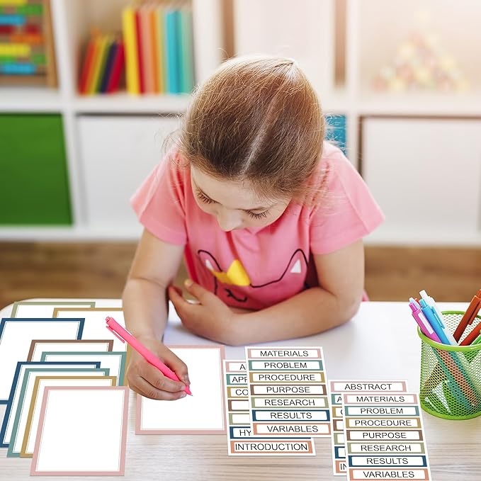 24 Sheets Science Board Supplies 18 Self Adhesive Presentation Science Subtitles & 6 Project Titles Board Sticker for School Office Supplies(Bright Color)