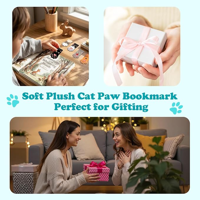 10PCS Kawaii Cat Paw Magnetic Bookmarks with, Adorable Cat Face Page Holders, Funny Reading Accessories for Teachers Book Lovers Office Gifts,Unique Gifts for Women(Orange B)