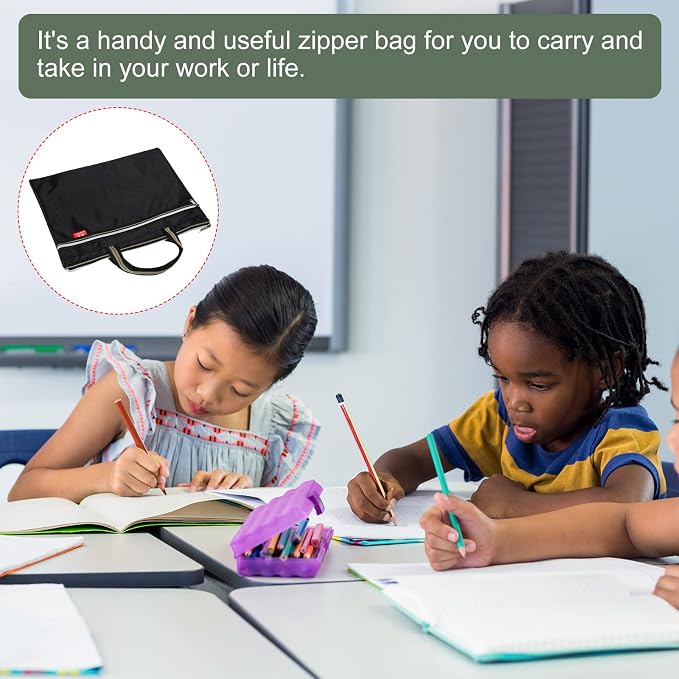YOKIVE Waterproof Zipper Bag, Document Books Storage Tote Bags Tools Organizer Pouch, Great for Classroom Office(Black)