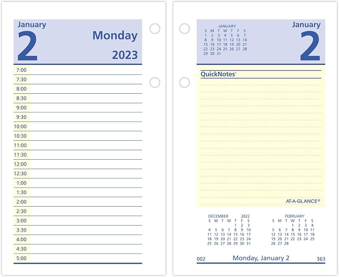 AT-A-GLANCE 2023 Daily Desk Calendar Refill, 3-1/2" x 6", Loose Leaf, QuickNotes (E51750)