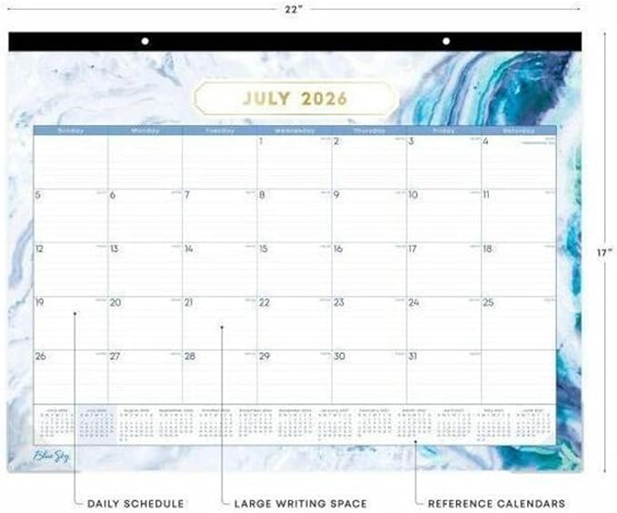 2026-2027 Blue Sky Gemma 17" x 22" Academic Monthly Wall Calendar, Assorted Colors (141377-A27)