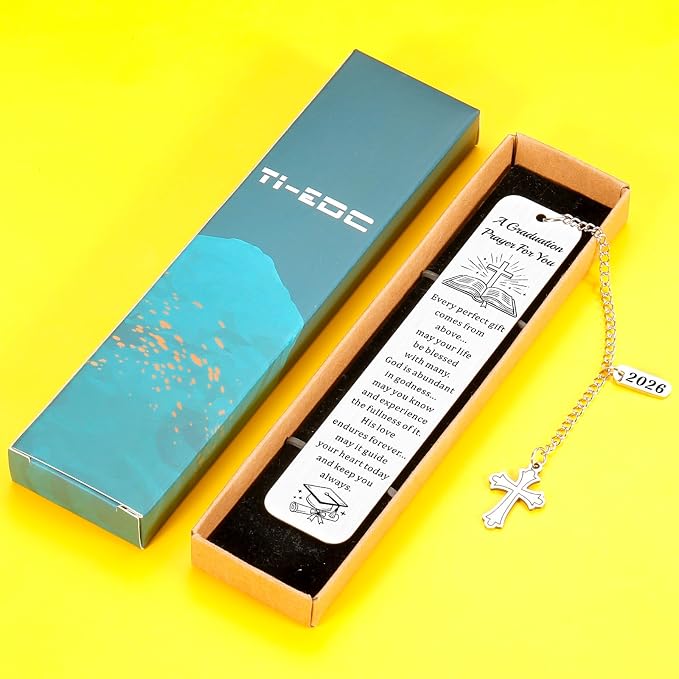 Christian Graduation Bookmark with Prayer, Faith-Based Congratulations Greeting, Religious Graduation Gift for Him or Her, Inspirational Bible Blessing Verse, 2026 Graduation Senior Bookmarks