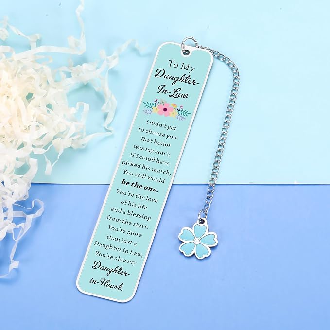 Future Daughter in Law Gifts from Mother in Law Daughter in Law Bookmark Birthday Wedding Gift for Daughter-in-Law Christmas Bridal Shower Gifts for Bride Book Lovers Stocking Stuffers Metal Bookmarks