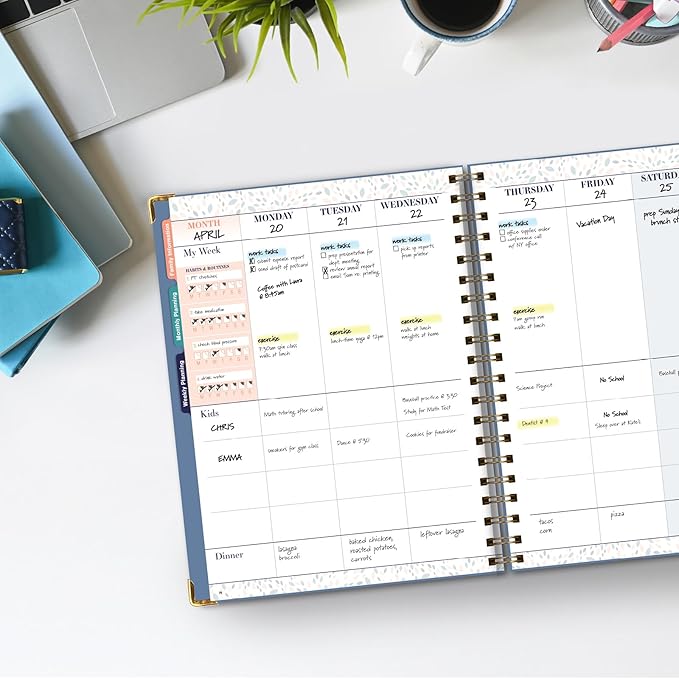 Undated Family Planner Organizer – 8.5" x 11" Weekly & Monthly Calendar for 5+ People, Meal Planning, Budgeting, Habit Tracker – Hardcover, Household Schedule Organizer for Parents, Kids, & Caregivers (Colorful Botanicals)