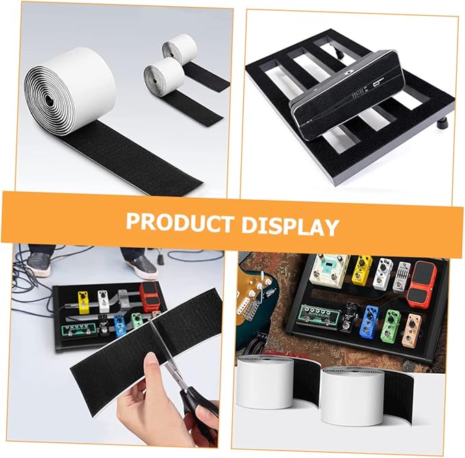 2rolls Electric Guitar Pedal Mounting Tape Hook and Loop Fasteners Durable Grip for Secure Pedal Board Setup for Guitarists and Musicians