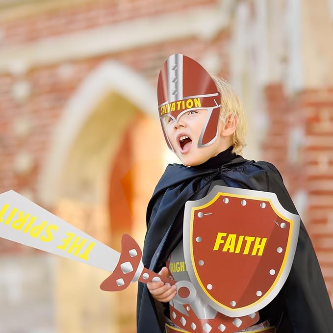 Watersay 12 Sets Armor of God Costume Armor of God Craft Kit for Kids Cutouts Christian Bible Sunday School and Religious Classroom Decor for Children School Classroom Activity Party Favor Decoration
