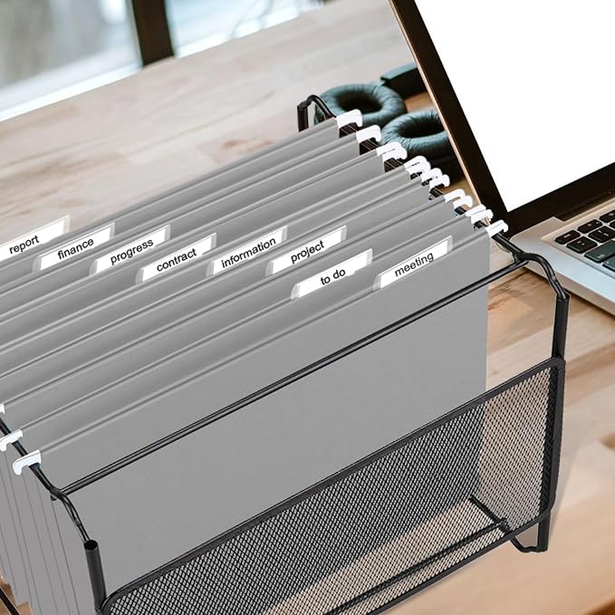 HERKKA Hanging File Folders, 60 Pack Reinforced Letter Size Hanging Folders, Designed for Bulky Files, Filing Cabinet, 1/5-Cut Adjustable Tabs (Gray)