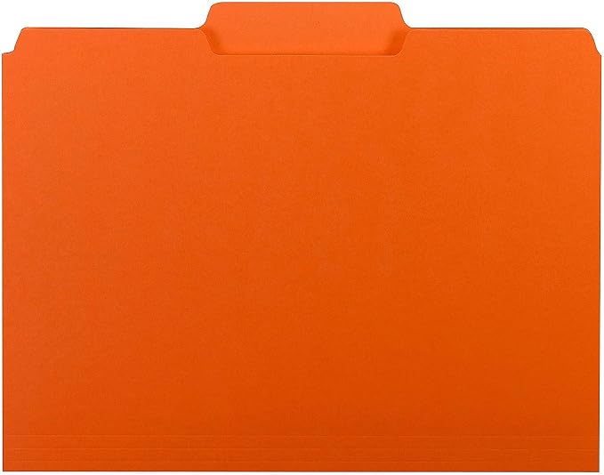 Smead Interior File Folder, 1/3-Cut Tab, Letter Size, Orange, 100 per Box, Expandable File Folders for Filing Cabinet