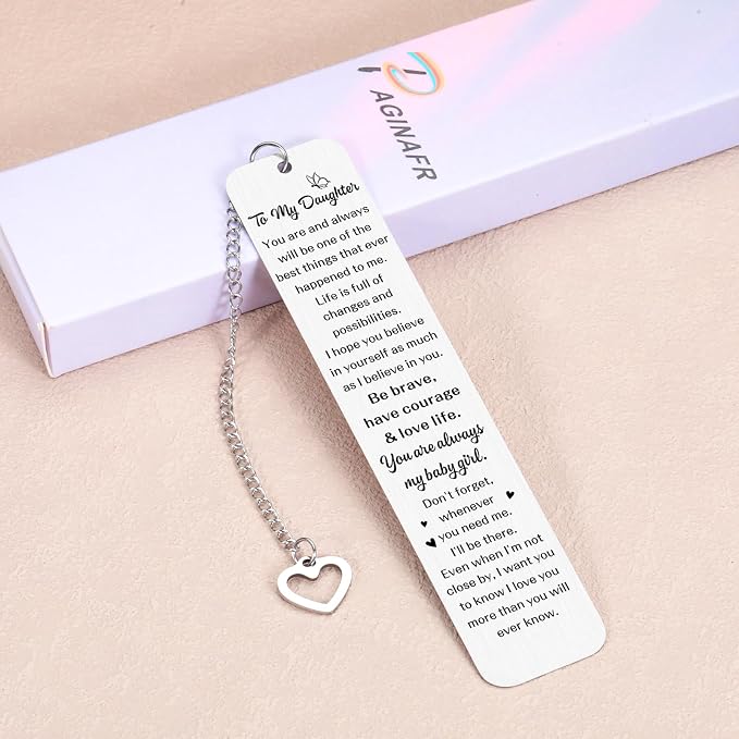 Daughter Graduation Gifts, Bookmark Gifts for Daughter, Daughters Bookmark Gift from Mom Dad, Birthday Gift for Daughters Teen Girls College, Inspirational Giift to My Daughterr from Mom Dad
