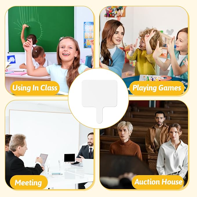 10 Pcs Dry Erase Answer Paddles 10x8 Inch Handheld White Boards Mini Double Sided Dry Erase Signs Small Auction Paddles for Students Teachers Office Classroom Meeting Voting Family Games Party