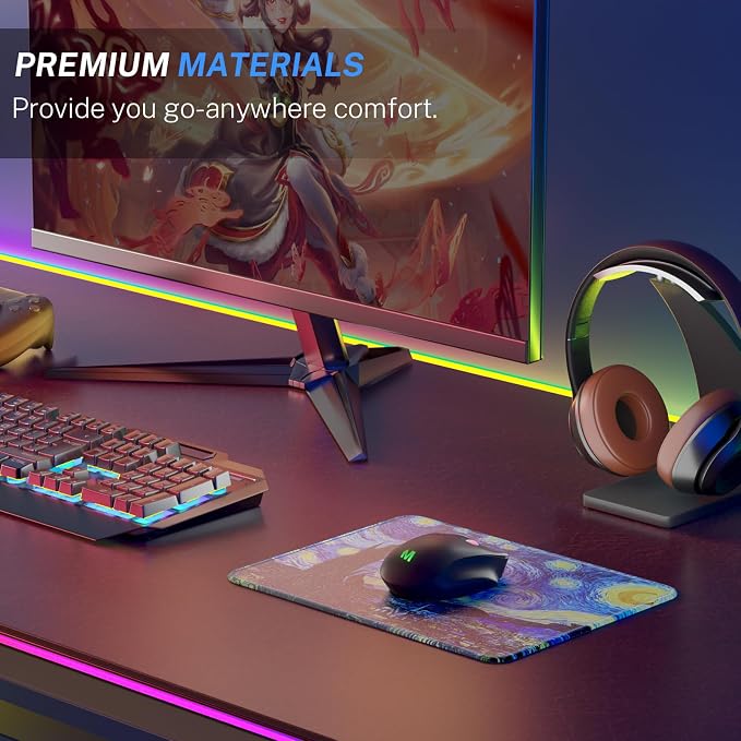 MROCO Essential Office & Gaming Mouse Pad, 8.5 x 11 Inch, Starry Night | Anti-Fray Stitched Edges, Functional and Stylish Pattern Design, Non-Slip Rubber Base, Water and Stain Resistant Protection