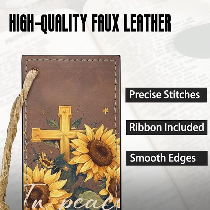 Autumn Cross Sunflower Bookmarks for Book Lovers Bookmark Turtle 2 PCS Leather Bookmarks for Women, Men, Book Lovers, Page Markers for Students Teachers Reading