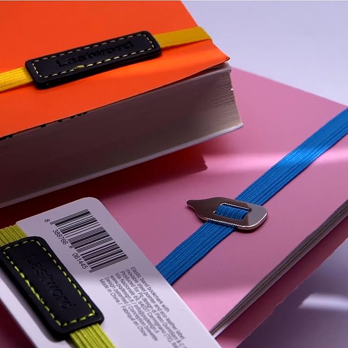 Lastword Elastic Bookmark Perfect for Any Book - Book Markers with Line Pointer Design Made in Italy - Blue