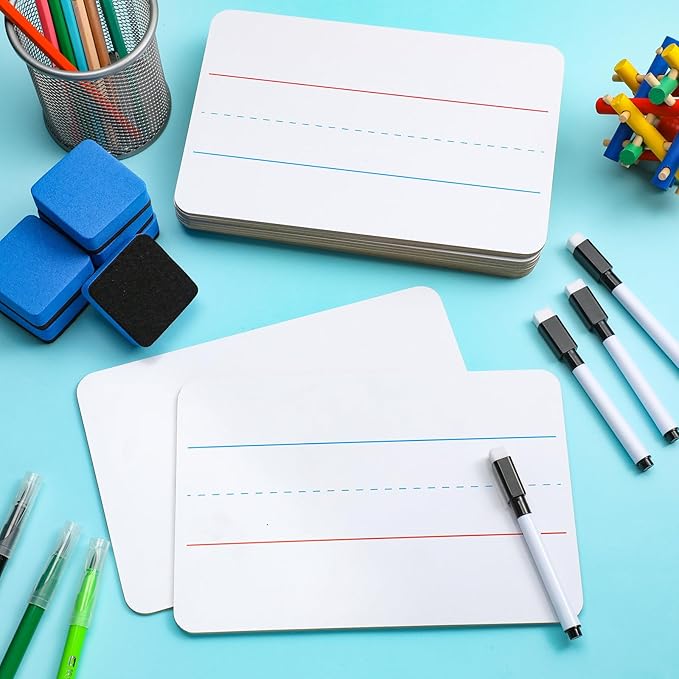Colarr 36 Sets Mini White Boards 6"x 9" Dry Erase Boards Classroom Pack Includes Two Sided Small Whiteboards Markers, Lapboards Erasers for Teachers Students School