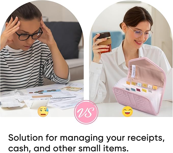 Fabric Receipt Organizer 7X5 - Receipt Holder 12 Pockets - Money Organizer - Elegant Receipt Holder - Coupon Holder - Cash Organizer - Envelope Organizer - Small Accordion File Organizer