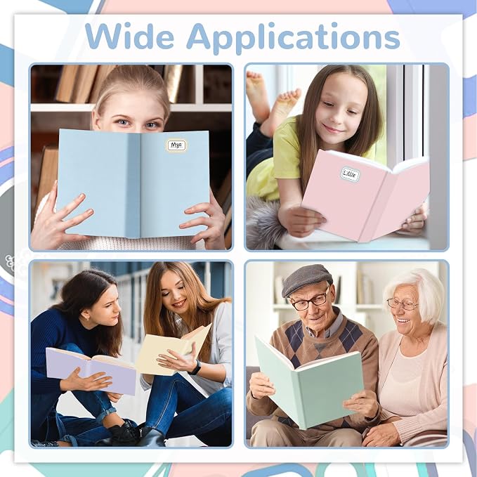 QOUBAI Jumbo Stretchable Book Covers 7PCS Reusable Fabric Book Covers with Label 9x11in Pastel Girls Protective Sleeve for Hardcover Book Textbook Cover for School Fits Most Book Sizes Up to 10x12.5in