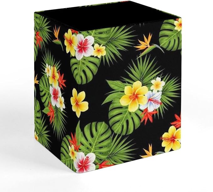 Fashion Pencil Pen Holder Cup, Waterproof Office Supplies, Waterproof Multifunctional Office Supplies Tropical Hawaiian Flowers