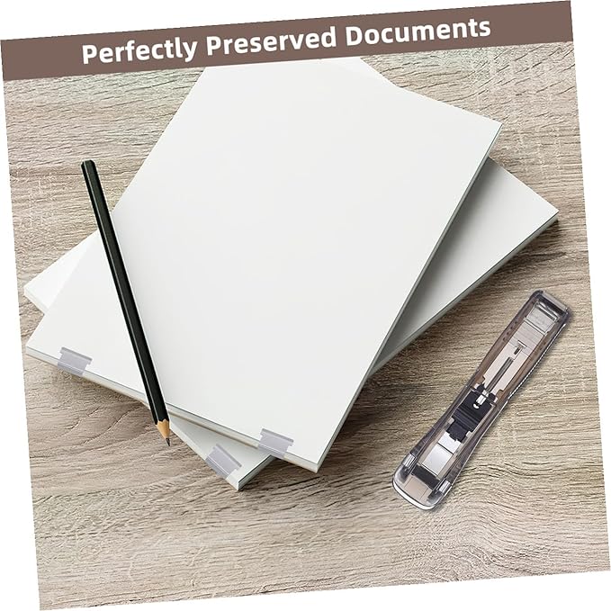 Multi-Function Desktop Stapler with Document Clamp and 200pcs Refill Clips, Portable Professional Paper Stapler for Office and School Binding