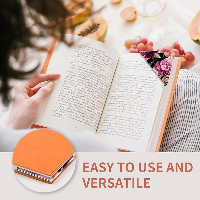 Cute Leather Bookmarks, Fun Triangle Making Corner Bookmark, Book Accessories for Reading Book Lovers, Unbreakable Page Markers for Women Men Black Red Rose