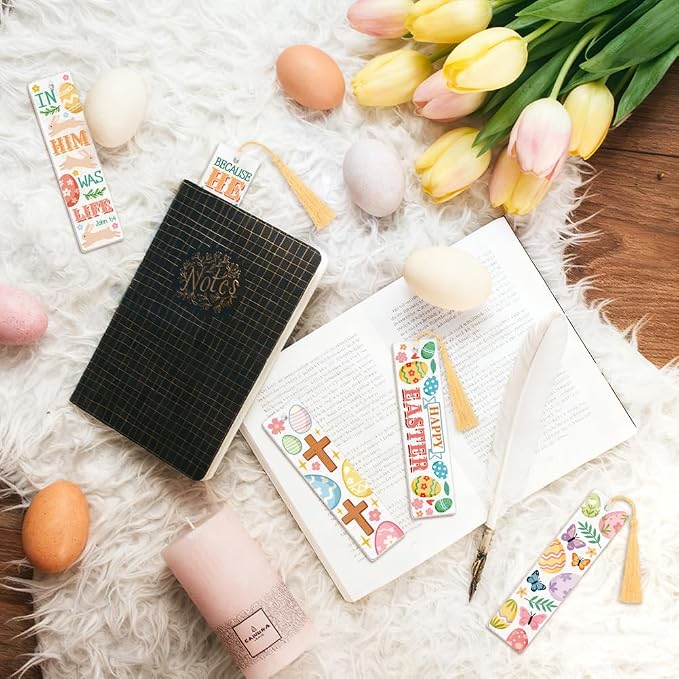 Peacoblue 30pcs UV DTF Bookmarks Transfer Stickers Wraps Easter Cross with Christianity for Women Men Reading, Waterproof Bookmarkers Decal(No Blank Bookmarks)for Acrylic Plastic Metal Blank Bookmark