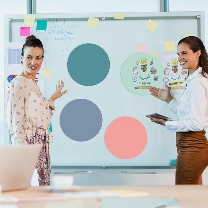 Lincia 12 Pack Colorful Erase Dots Circles 10.5 Inch Removable Vinyl Spot Dry Erase Desktop Writing Spots Set for 100th Day of School Classroom Table Teacher Students Home Desk Wall (Fresh Colors)