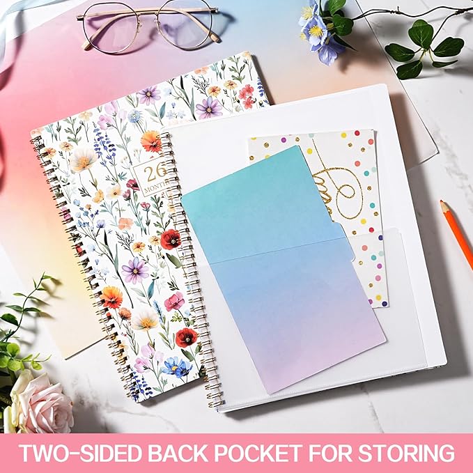 2026-2028 Monthly Planner - 2 Year Monthly Planner/Calendar 2026-2028, JULY 2026 - JUNE 2028, 9" x 11", 24 Months, Tabs, Two-sided Back Pocket, Holidays, Twin-Wire Binding, Note Pages, Perfect for School Office Supplies