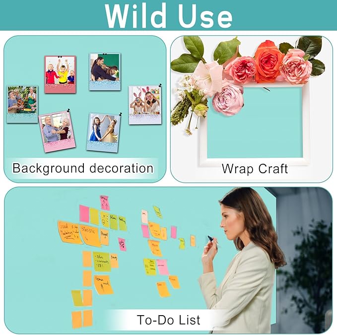 Calming Blue Bulletin Board Roll Reusable Waterproof Erasable Wrinkle Resistant Background Poster Non-Woven Fabric Bulletin Board Roll for Spring Easter Classroom Decor Wrap Paper Craft 15.55" x20ft