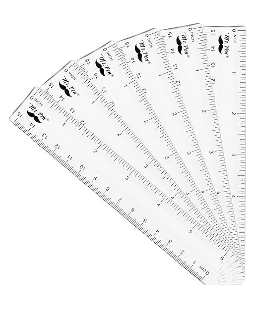Mr. Pen- Plastic Rulers, 6 Inch, 6 Pack, Easy-to-Read Markings, Scratch-Resistant Design with Inches and Centimeters, Durable Small Transplant Rulers for Crafting Office & School, School Supplies