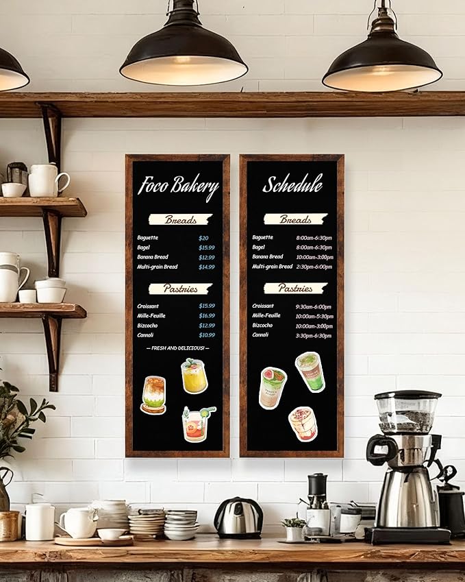 Magnetic Chalkboard for Wall, Long Chalk Board, Wall Hanging Menu for Restaurant, Food Truck, Kitchen, Chalk Board for Kitchen, Bar & Home Decor 11.8" x 35.4"(Brown-3090)