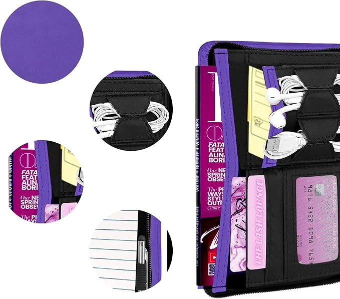 Junior Padfolio Portfolio with 5 x 8 Writing Pad, A5 Business Portfolio Binder Folder Organizer Multi-Function Combination Case for Men Women, Purple