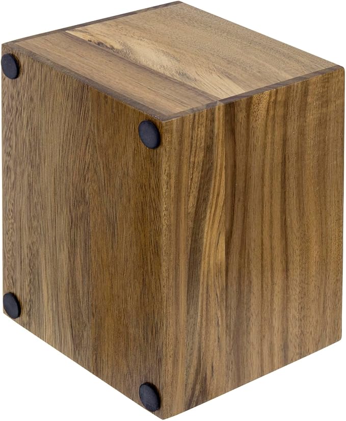 MyGift Wood TV Remote Control Holder with 2 Slots, Rustic Universal Remotes Storage Box, Sofa Table Controller Couch Caddy Holds TV, DVD, Blu-Ray Remote Controls, Premium Acacia