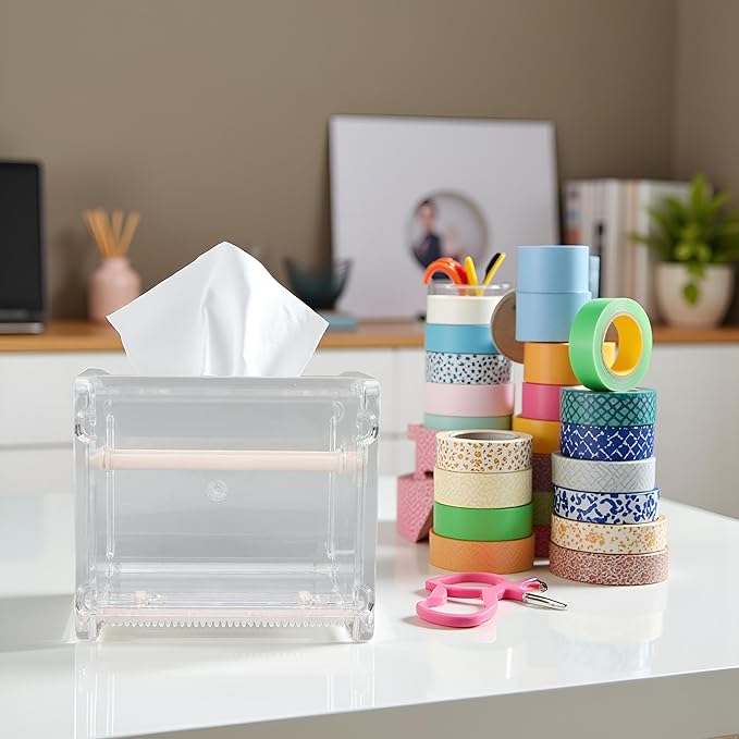 Transparent Visible Packaging Tape Dispenser Cutter Roll Tape Holder Organizer Desktop Office Tape Holder DIY Sticker Roll Tape Cutter Holder Storage Tape, Adhesives and Fasteners, Tape Dispensers