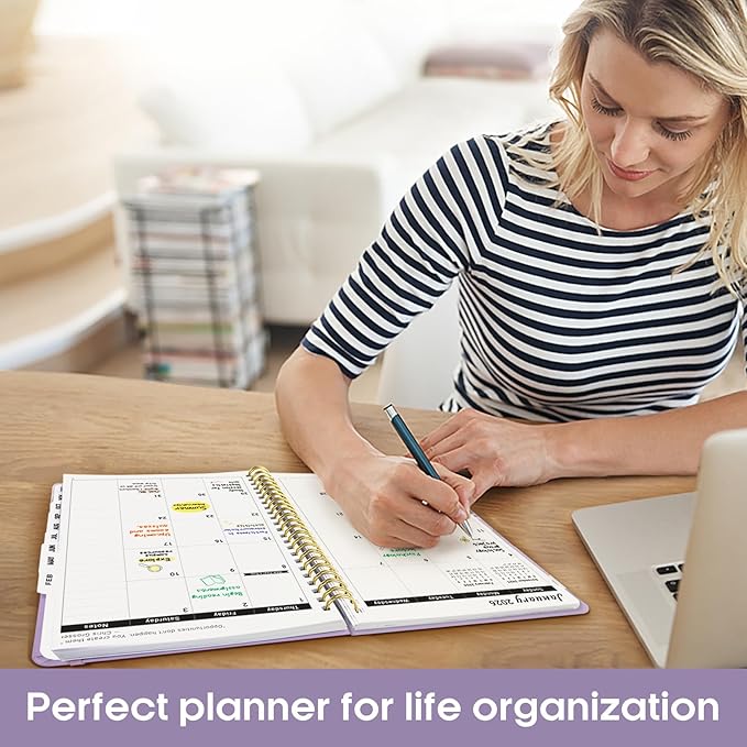 2026 Planner, Weekly and Monthly Calender Planner, Jan 2026 to Dec 2026, Hardcover 2026 Calendar Book with Tabs & Inner Pocket, Office Home School Supplies for Women & Men - A5 (6.3" x 8.5"), Purple