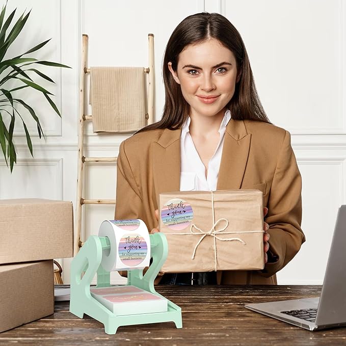 PONNOR Label Holder Thermal Label Holder for Rolls and Fanfold Labels Shipping Label Stand Desktop Printer DIY Accessory Supplies for Home, Office (Fresh Green)