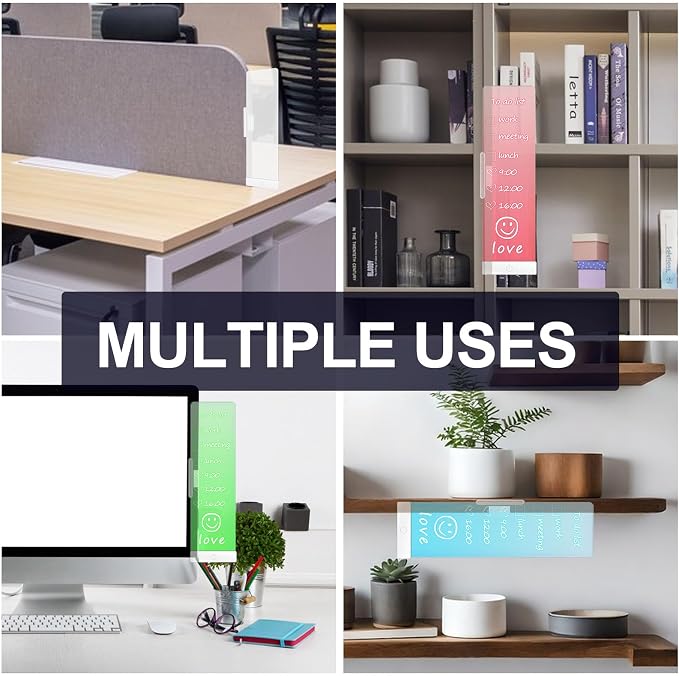 LED Memo Board with Sticky Note Holder, Office Supplies, Monitor Memo Board, Clear Acrylic Computer Monitor Organizer, Work from Home Essentials, Multifunction Workspace Accessories (White-L)