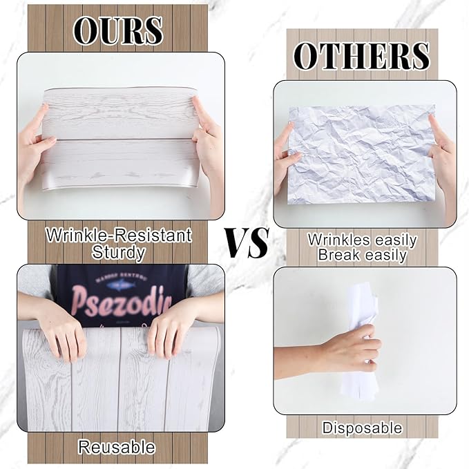 White Wood Bulletin Board Roll Reusable Waterproof Erasable Bulletin Board Fade Resistant Wrinkle Resistant Poster Non-Woven Fabric Bulletin Board Roll for Classroom Decor Wrap Crafts 15.55" x12ft