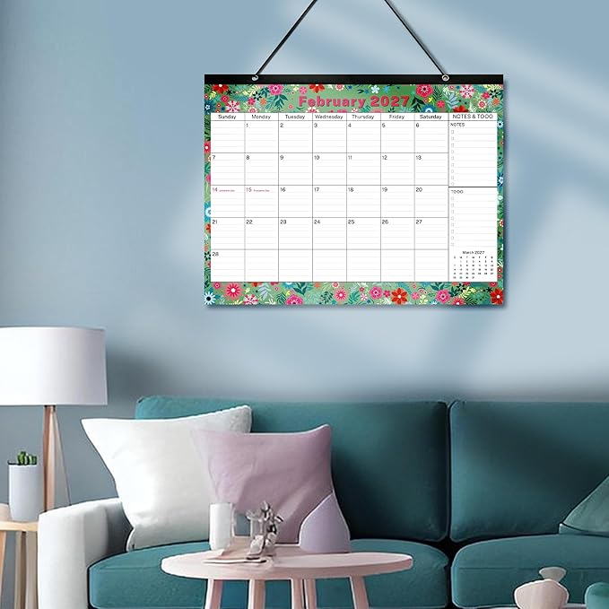 January 2026 to June 2027 Desk Calendar 2026-2027, Large Monthly 18 Months Academic Planner 17.3" x 13.2'' Floral Design with Magnets for Fridge by FFN
