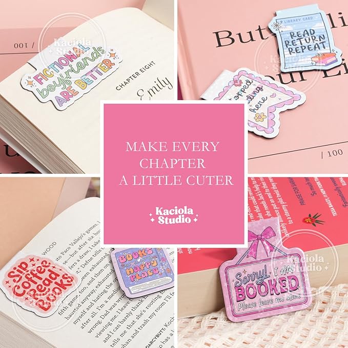 Kaciola Studio 12PCS Glittery Magnetic Bookmarks, Funny Cute Book Marks for Book Lovers Gifts, Bookmark Accessories for Women Teachers Students School Office Home Supplies (Funny)