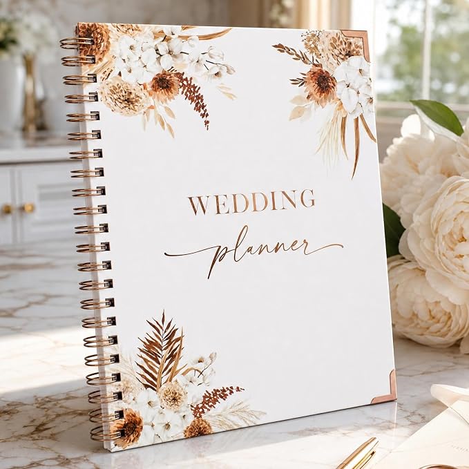 Beautiful Boho Wedding Planner Book and Organizer - Enhance Excitement and Makes Your Countdown Planning Easy - Unique Engagement Gift for Newly Engaged Couples, Future Brides and Grooms,9 X 11 inches