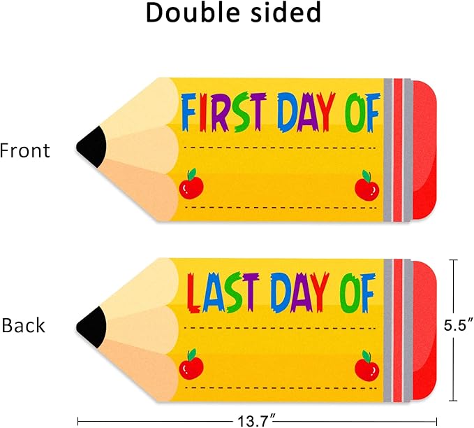 WaaHome First and Last Day of School Chalkboard Sign - 5.5"x13.7" Double Sided Back to School Sign Supplies for Kids Girls Boys, First Day of Kindergarten Preschool 1st Grade Signs
