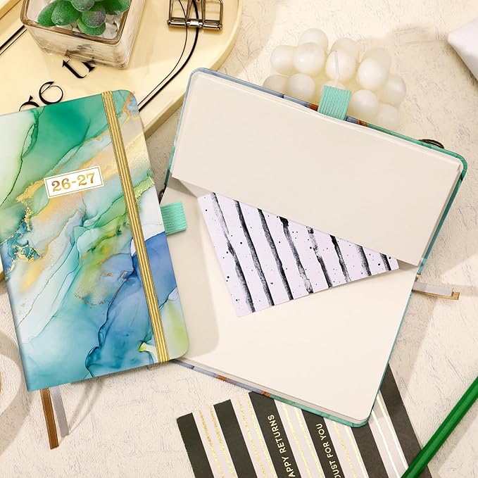 Pocket Planner 2026-2027 - 2026-2027 Pocket Calendar, 26-27 Planner Weekly and Monthly from Jul. 2026 - Jun. 2027, 6.3''Γ3.8'', Agenda Planners and Schedule Organizer with Pen Loop, 2 Bookmarks, Banded - Green