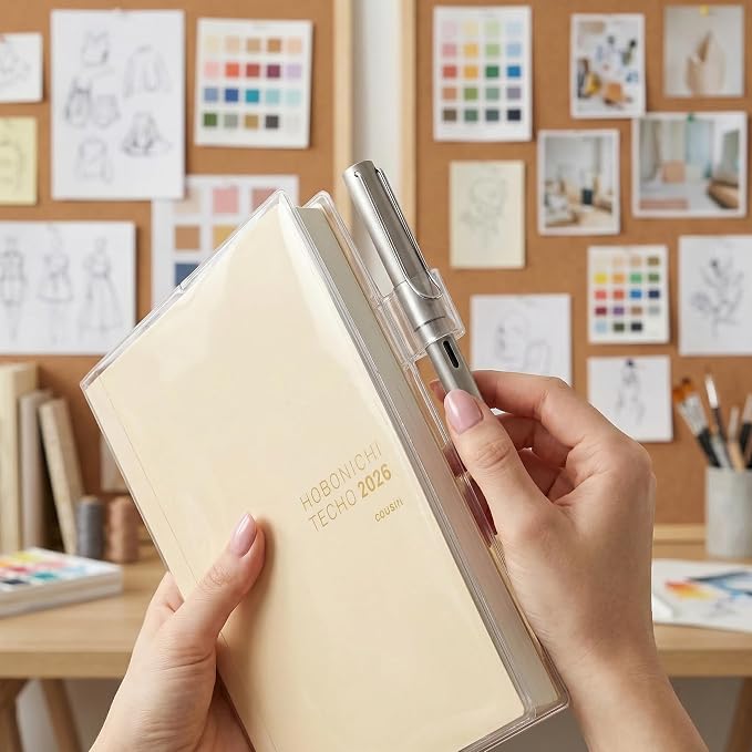 Clear Book Cover for A5 Notebooks, 1-Pack Plastic PVC Protective Sleeve, fits Hobonichi Cousin A5, Midori, Stalogy, Waterproof Jacket with Pen Loop, Transparent Wrap for Journals & Planners
