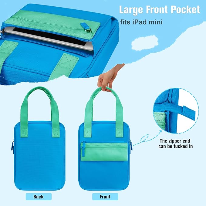 FINPAC Bible Cover Case Tote Bag Water-Resistant Bible Carrying Case Christian Gifts for Church Study Supplies, Blue