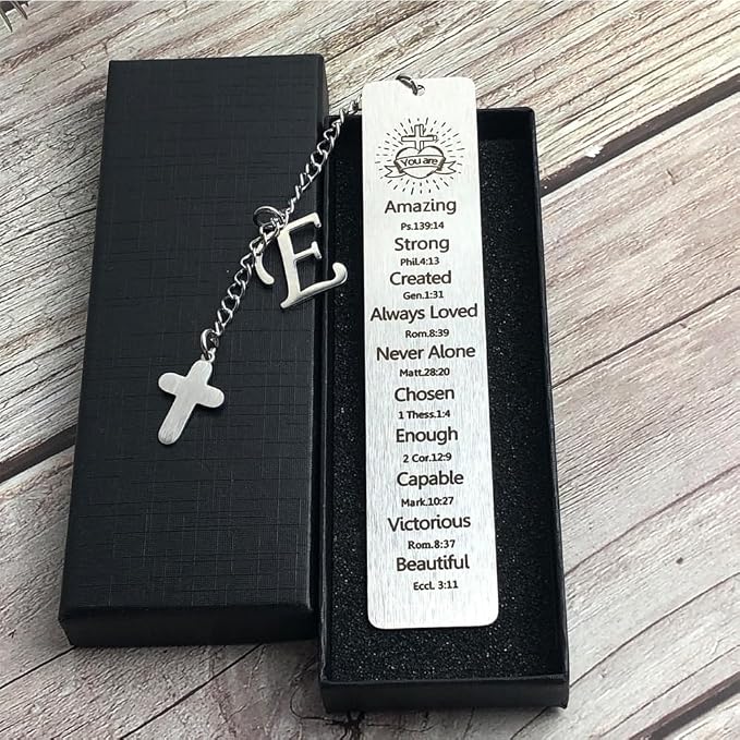 Bible Bookmark for Women Book Lovers Sister Christian Book Marker Gifts for Reader Teens Girls Baptism Birthday Christmas Gift for Coworker Students Bookish Easter Gifts (Silver-E)