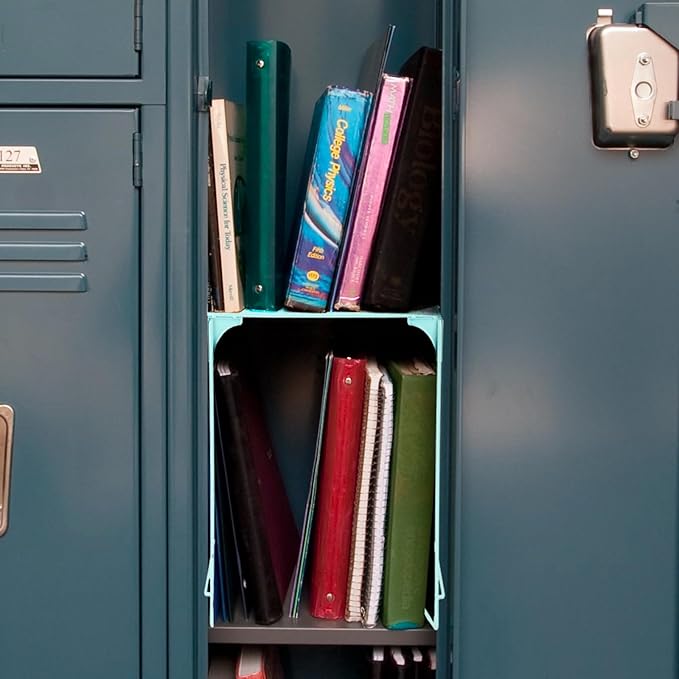 Locker Organizer Shelf Stackable Extra Locker Shelf for School Locker Organizer Storage Cabinet Accessories Suitable for School, Office, and Home use (2, Light Blue)