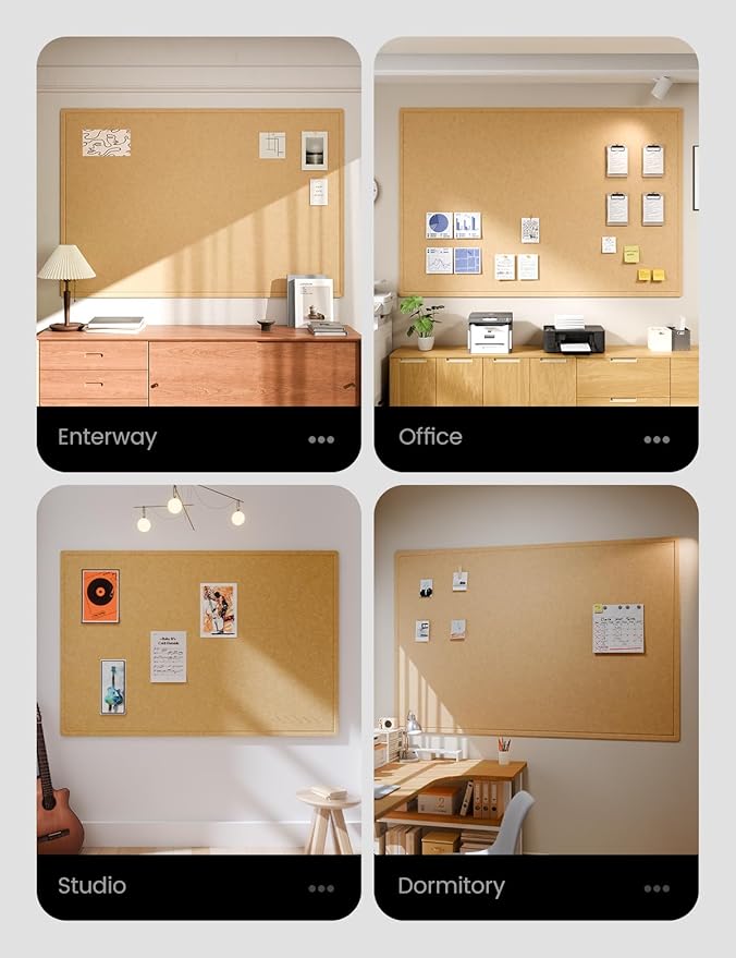 Fluxynara Large Bulletin Board, 70.8" x 47.2" Cork Board Alternative with 48 Safe Removable Adhesive Tabs, Foldable Felt Pin Board for Home Office, Classroom, Bedroom,Entryway for Walls—Mustard Yellow