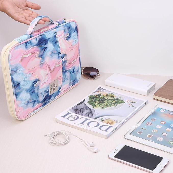 JAKAGO A4 Travel Portfolio Multifunctional Document Organizer Zippered Case for Office Supplies (LSpink)