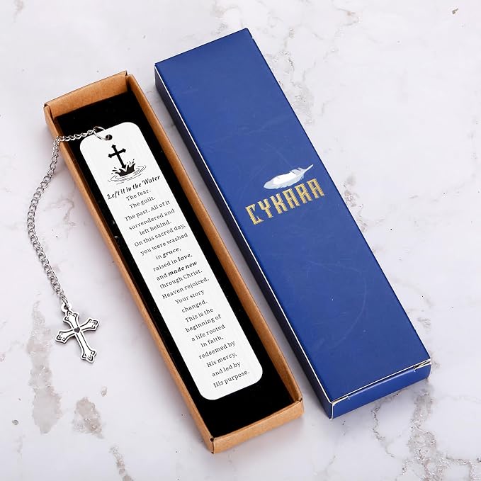 Adult Baptism Gifts for Women Men, Bulk Christian Baptism Gifts for Girls Boys, Left It in the Water Baptism Bookmark, College Dorm Room Essentials, Confirmation Gift First Communion Faith Bookmark